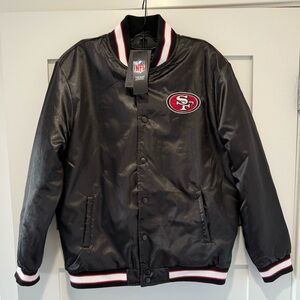 FashionNova NFL Season Tickets 49ers Bomber Jacket, Woman’s S, Black.